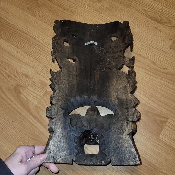 Vntg Hand Painted Hand Carved Myan Aztec Warrior Masks Sighned Set Of 6 Mexican - Picture 13 of 13